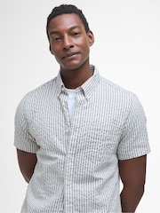 Barbour® Stone 100% Cotton Cresswell Seersucker Summer Fit Shirt - Image 4 of 6