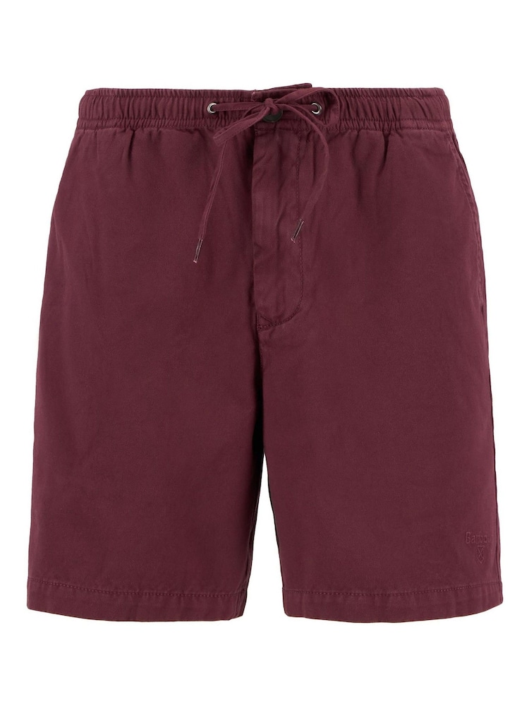 Barbour® Burgundy Red Washed Oxford Relaxed 100% Cotton Shorts - Image 4 of 4