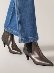 Radley London Metallic Silver Point Street Cone Heeled Booties - Image 1 of 4