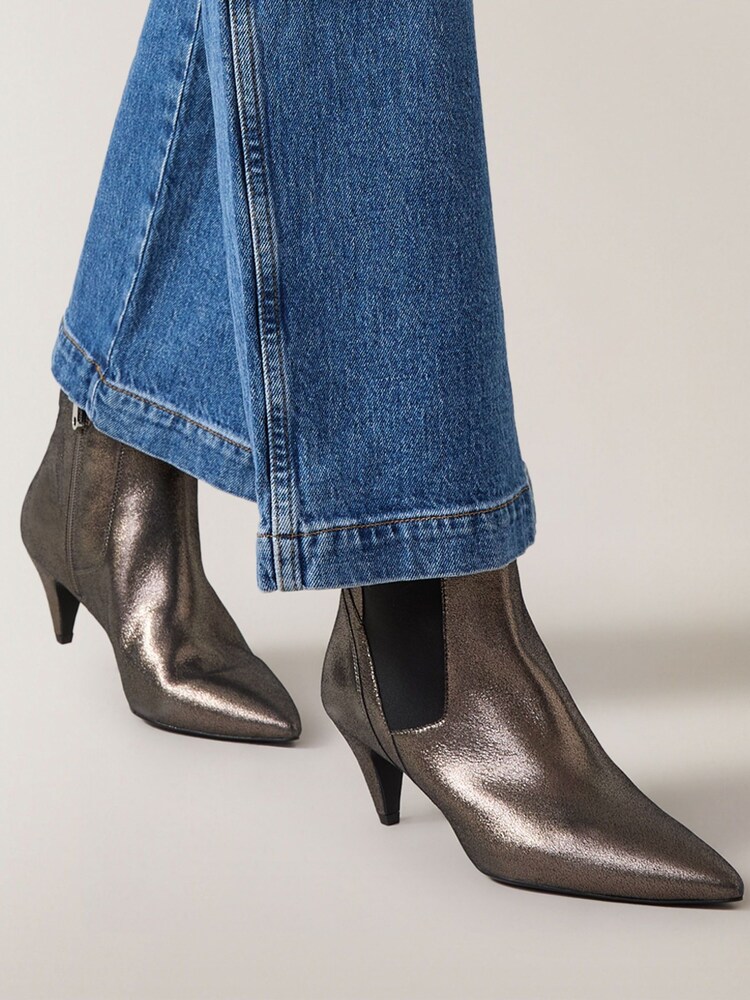 Radley London Metallic Silver Point Street Cone Heeled Booties - Image 1 of 4