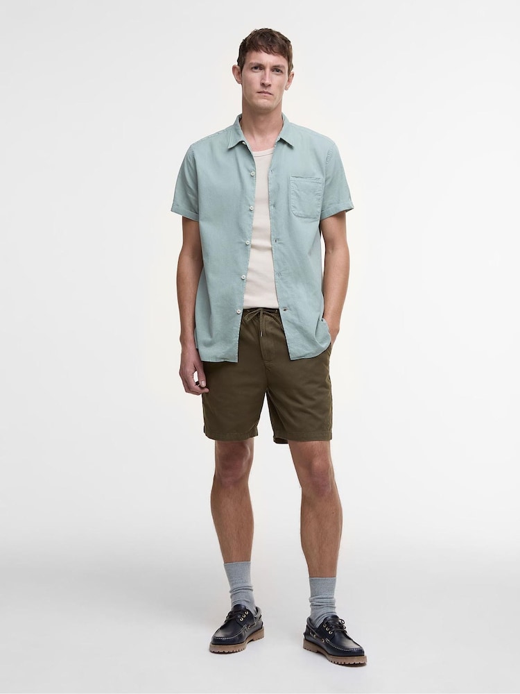 Barbour® Green Washed Oxford Relaxed 100% Cotton Shorts - Image 1 of 5