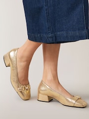 Radley Gold Linden Gardens Metallic Stirrup Court Shoes - Image 1 of 4