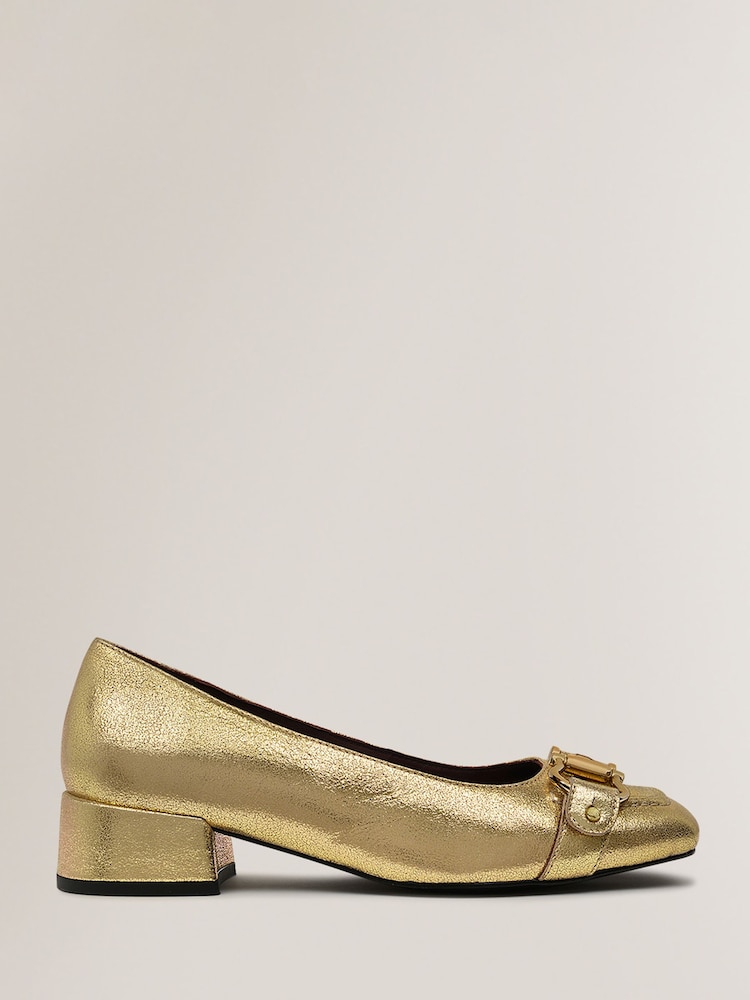 Radley Gold Linden Gardens Metallic Stirrup Court Shoes - Image 2 of 4