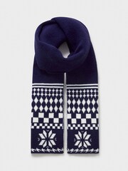 Crew Clothing Blue Fairisle Pattern Scarf - Image 2 of 2