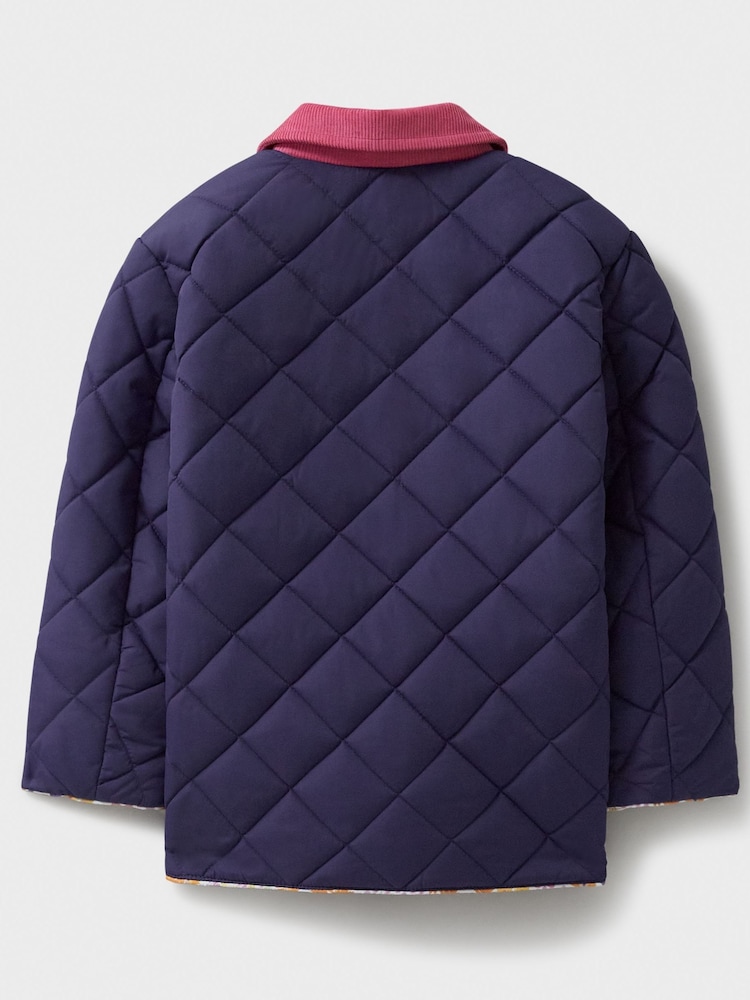 Crew Clothing Blue Contrast Cord Collar Quilted Jacket - Image 2 of 3