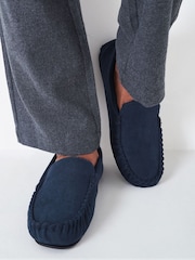 Crew Clothing Blue Moccasin Slippers - Image 1 of 4