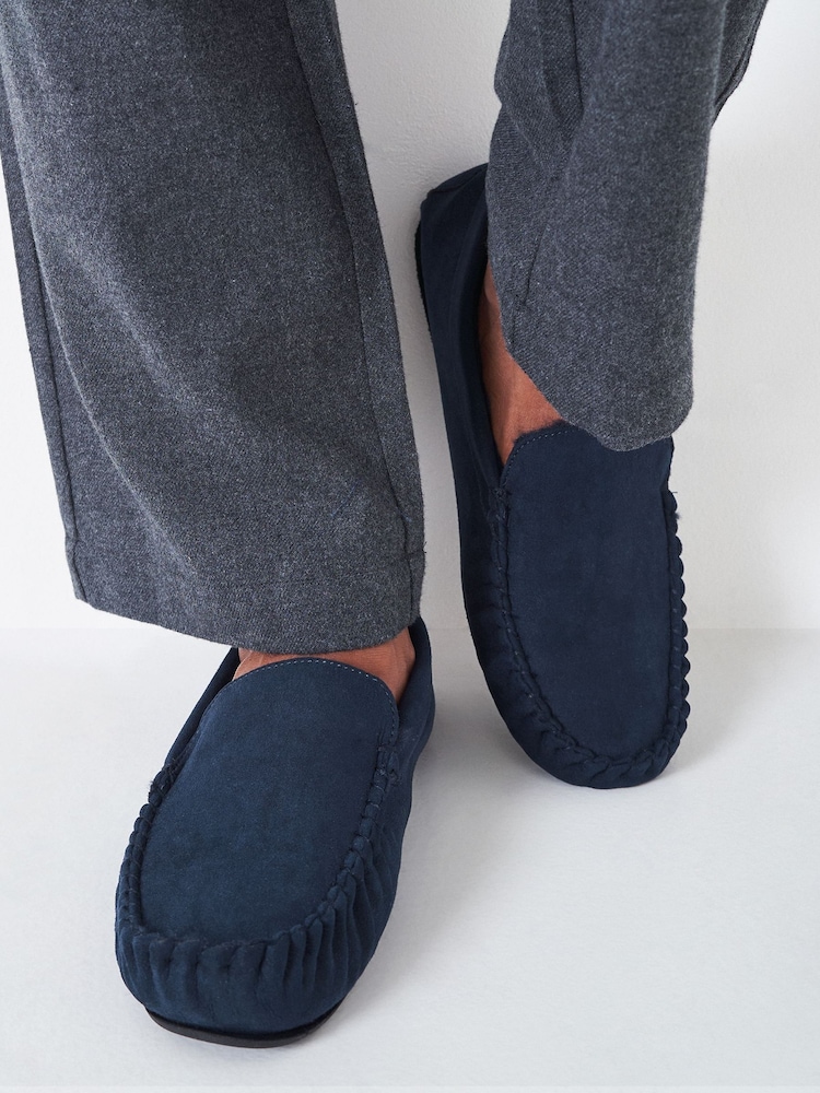 Crew Clothing Blue Moccasin Slippers - Image 1 of 4