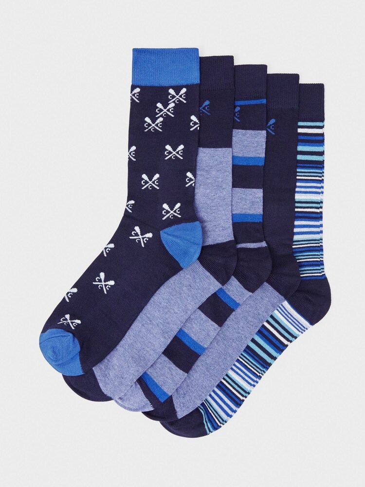 Crew Clothing Company Blue Bamboo Socks Box 5 Pack - Image 1 of 1