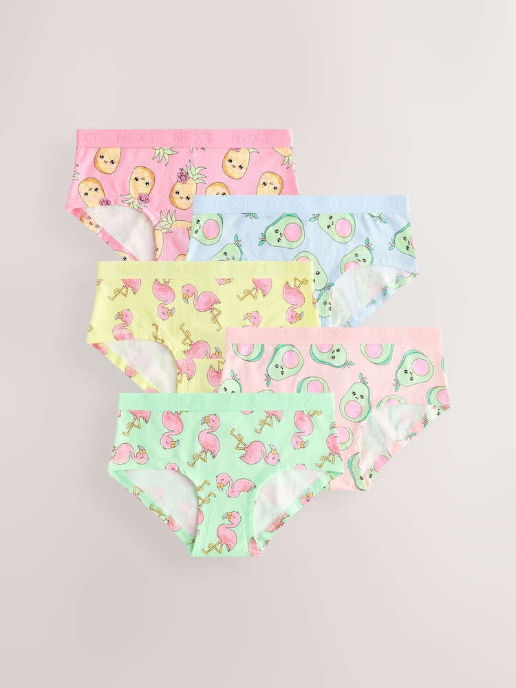 Aqua/Pink Hipsters Briefs 5 Pack (2-16yrs) - Image 1 of 9
