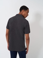 Crew Clothing Grey Black 100% Cotton Pique Polo Shirt - Image 2 of 4