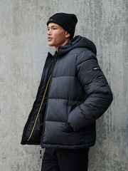 Flyers Mens Wide Baffle Puffer Black Jacket - Image 1 of 12