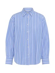 Soaked in Luxury Blue 100% Cotton Slmerona Striped Button Up Shirt - Image 5 of 6