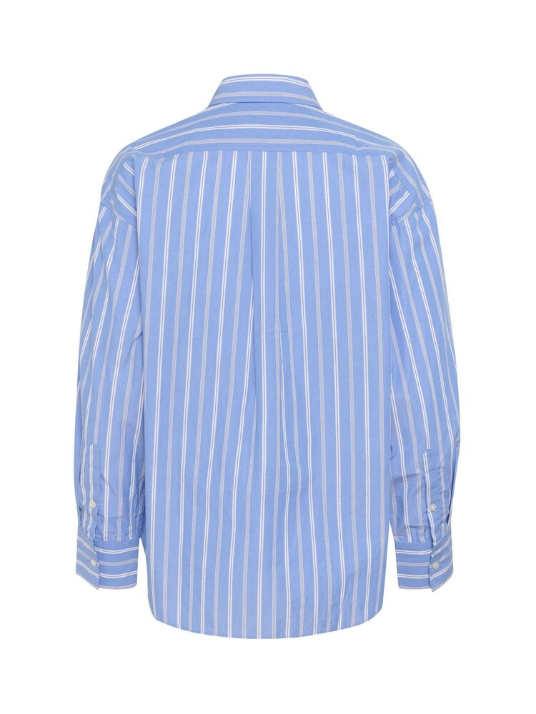 Soaked in Luxury Blue 100% Cotton Slmerona Striped Button Up Shirt - Image 6 of 6