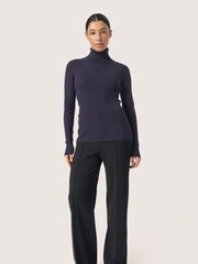 Soaked in Luxury Slim Fit Blue SLSina Rollneck Pullover Jumper - Image 3 of 6