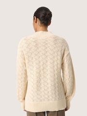 Soaked in Luxury Slmusling V-Neck Pointelle Knit Pullover White Jumper - Image 2 of 6