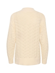 Soaked in Luxury Slmusling V-Neck Pointelle Knit Pullover White Jumper - Image 6 of 6
