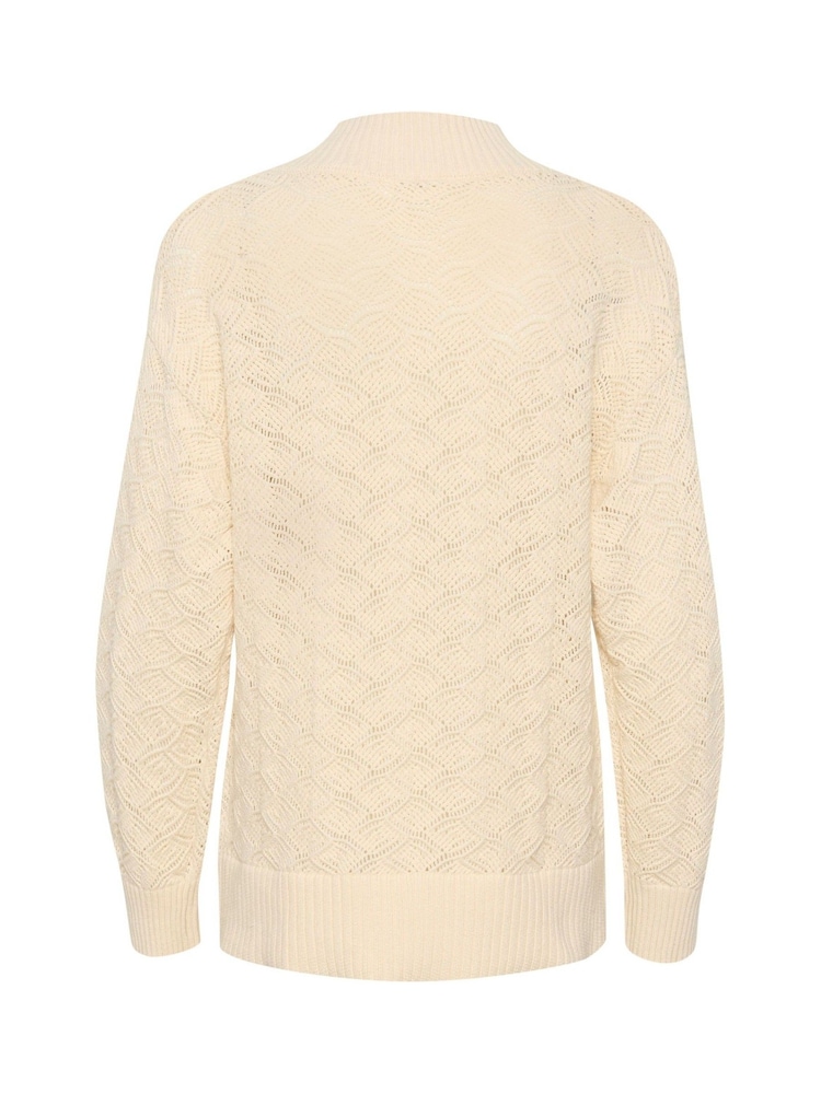 Soaked in Luxury Slmusling V-Neck Pointelle Knit Pullover White Jumper - Image 6 of 6