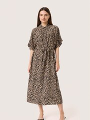 Soaked in Luxury SLNaya Short Sleeve Maxi Shirt Brown Dress - Image 1 of 6