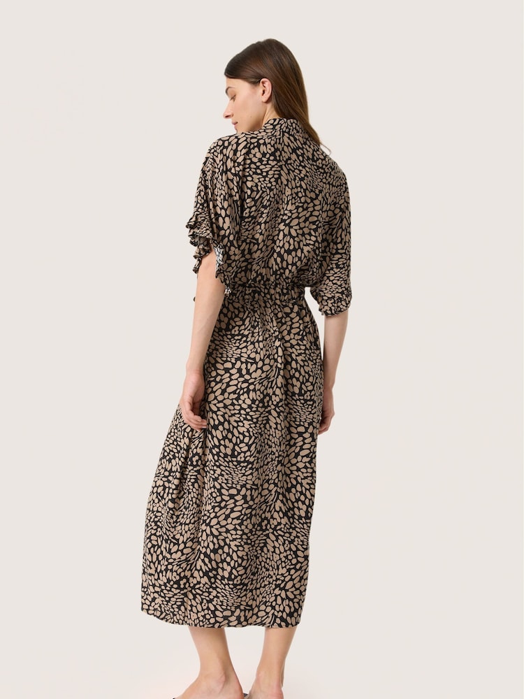 Soaked in Luxury SLNaya Short Sleeve Maxi Shirt Brown Dress - Image 2 of 6