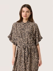 Soaked in Luxury SLNaya Short Sleeve Maxi Shirt Brown Dress - Image 3 of 6