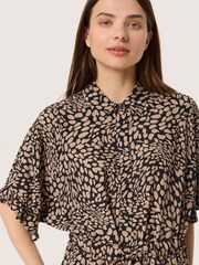 Soaked in Luxury SLNaya Short Sleeve Maxi Shirt Brown Dress - Image 4 of 6