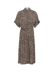Soaked in Luxury SLNaya Short Sleeve Maxi Shirt Brown Dress - Image 5 of 6