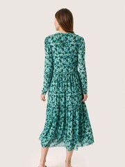 Soaked in Luxury Green Slaldora V-Neck Mesh Long Sleeve Dress - Image 2 of 6