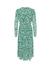 Soaked in Luxury Green Slaldora V-Neck Mesh Long Sleeve Dress - Image 6 of 6