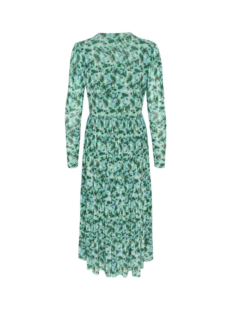 Soaked in Luxury Green Slaldora V-Neck Mesh Long Sleeve Dress - Image 6 of 6