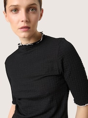 Soaked in Luxury SLBuranna 100% Cotton High Neck Short Sleeve Black T-Shirt - Image 4 of 6
