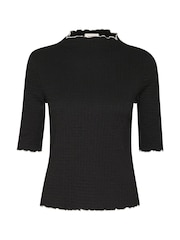 Soaked in Luxury SLBuranna 100% Cotton High Neck Short Sleeve Black T-Shirt - Image 5 of 6