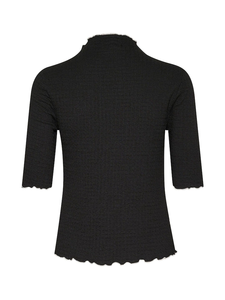 Soaked in Luxury SLBuranna 100% Cotton High Neck Short Sleeve Black T-Shirt - Image 6 of 6
