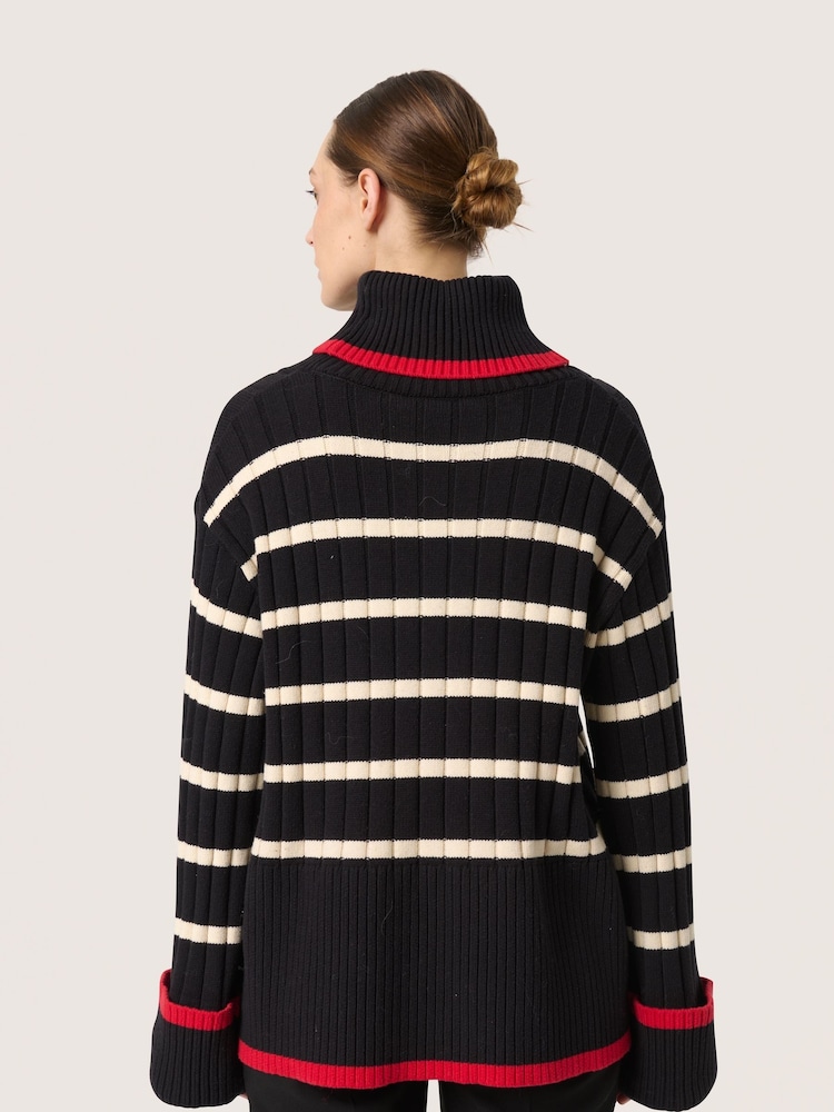 Soaked in Luxury Slmusling Rollneck Rib Knit Pullover Black Jumper - Image 2 of 6