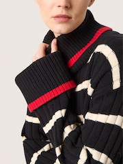 Soaked in Luxury Slmusling Rollneck Rib Knit Pullover Black Jumper - Image 3 of 6