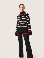 Soaked in Luxury Slmusling Rollneck Rib Knit Pullover Black Jumper - Image 4 of 6