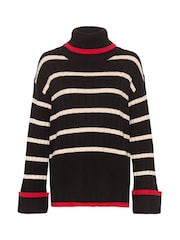 Soaked in Luxury Slmusling Rollneck Rib Knit Pullover Black Jumper - Image 5 of 6