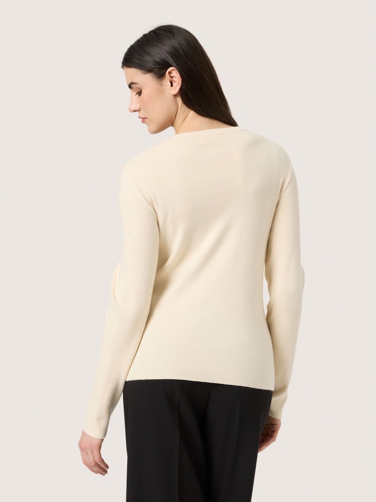 Soaked in Luxury Slim Fit SLSina Round Neck Pullover White Jumper - Image 2 of 6