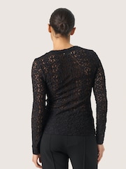 Soaked in Luxury Slim Fit SLMaleve Skylara Lace Black T-Shirt - Image 2 of 6