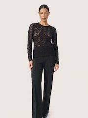 Soaked in Luxury Slim Fit SLMaleve Skylara Lace Black T-Shirt - Image 3 of 6