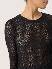 Soaked in Luxury Slim Fit SLMaleve Skylara Lace Black T-Shirt - Image 4 of 6