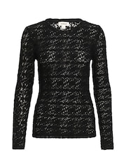Soaked in Luxury Slim Fit SLMaleve Skylara Lace Black T-Shirt - Image 5 of 6