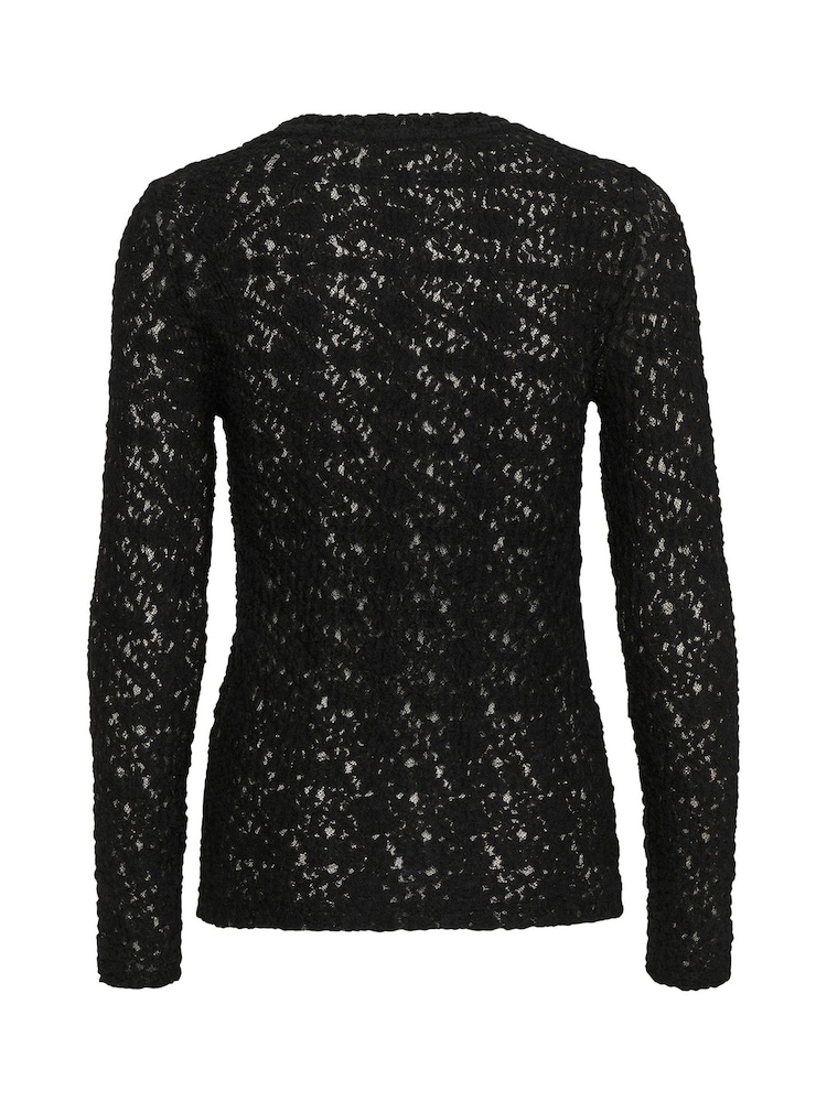 Soaked in Luxury Slim Fit SLMaleve Skylara Lace Black T-Shirt - Image 6 of 6