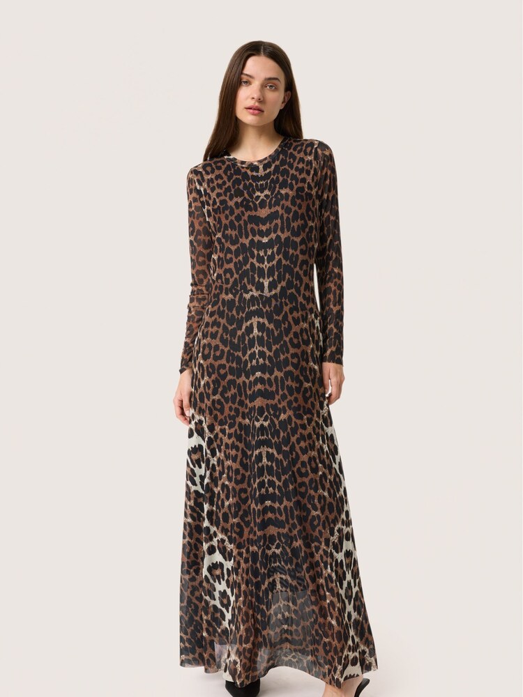 Soaked in Luxury SLVarine Leopard Print Long Sleeves Jersey Maxi Brown Dress - Image 1 of 6 Soaked in Luxury SLVarine Leopard Print Long Sleeves Jersey Maxi Brown Dress - Image 1 of 6