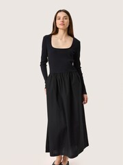 Soaked in Luxury Slsimone Square Neck Long Sleeve Black Dress - Image 1 of 6