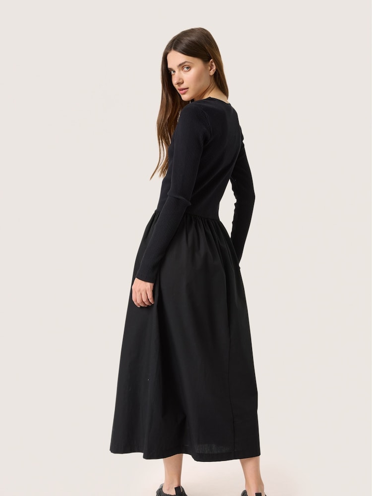 Soaked in Luxury Slsimone Square Neck Long Sleeve Black Dress - Image 2 of 6