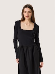 Soaked in Luxury Slsimone Square Neck Long Sleeve Black Dress - Image 3 of 6