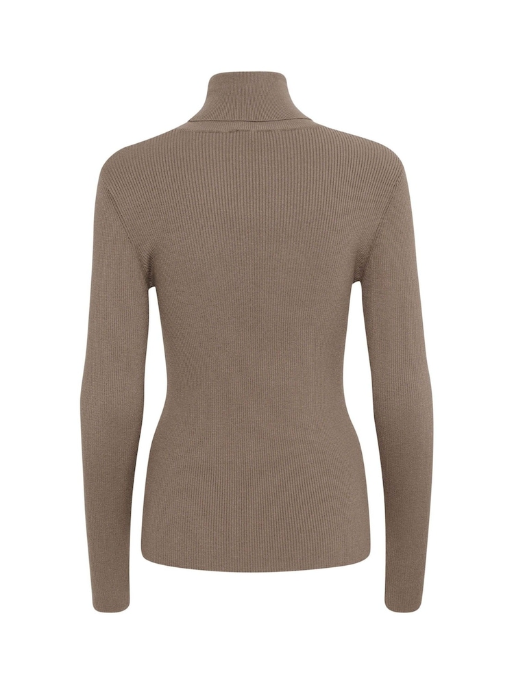 Soaked in Luxury Slim Fit SLSina Rollneck Pullover Brown Jumper - Image 6 of 6