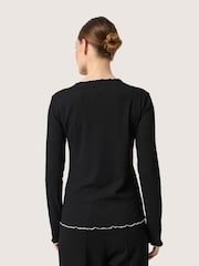 Soaked in Luxury SLBuranna Button Round Neck Black Cardigan - Image 2 of 6