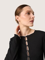 Soaked in Luxury SLBuranna Button Round Neck Black Cardigan - Image 3 of 6