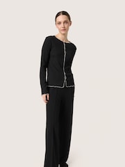 Soaked in Luxury SLBuranna Button Round Neck Black Cardigan - Image 4 of 6